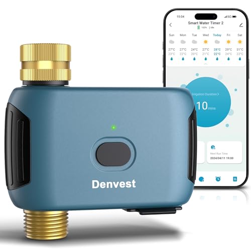 WiFi Water Timer with Brass Inlet & Outlet, 1 Zone Smart Sprinkler Timer for Garden Hose Faucet, Hose Timers with WiFi Hub, Up to 20 Watering Plans, APP & Voice Control, Compatible with Alexa