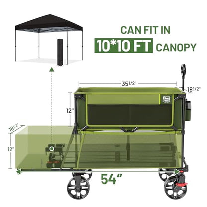 TIMBER RIDGE 400L Folding Double Decker Wagon with Brakes, 54" Extra Long - color: Green, size: Double Decker