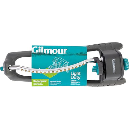 Gilmour Adjustable Rectangular Lawn Sprinkler, Water Sprinkler for Large Area Coverage, Hose Sprinkler for Lawn and Garden, Gray