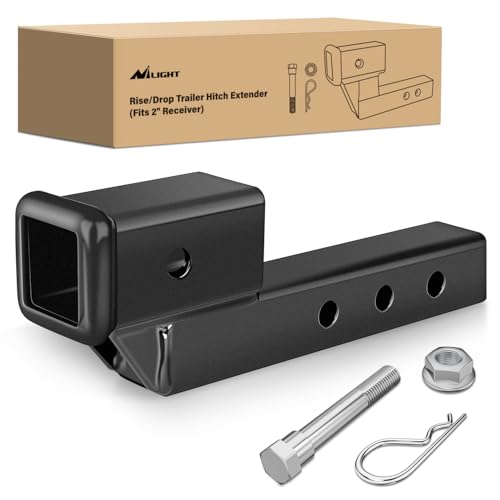 Nilight Trailer Hitch Extension 2 Inch Rise or Drop Extend 5" 7" 9" Length - color: 2" Hitch w/2" Rise/Drop