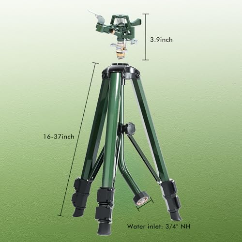 RESTMO 2 Pack Adjustable Full Metal Tripod Sprinklers for Yard Large Area - size: 2 Pack