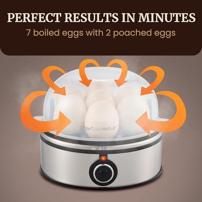 Elite Gourmet EGC855SS Easy Egg Cooker, 7-Egg, Steel - color: Stainless Steel