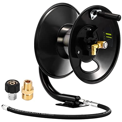 M MINGLE Pressure Washer Hose Reel 100ft x 3/8" / 150ft x 1/4", 4000 PSI - size: 100FT