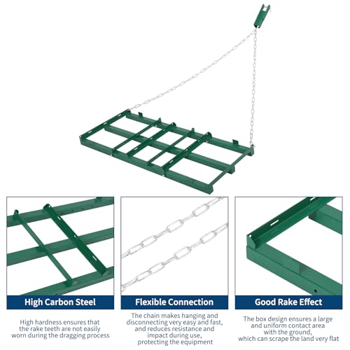 4FT Heavy Duty Drag Harrow for ATV/UTV with Adjustable Bars - color: Green