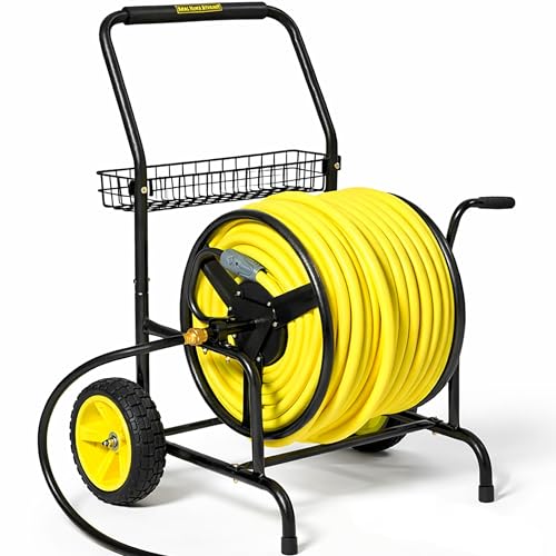 Hose Reel Cart, Hold Up to 300 ft of 5/8'', Garden Hose Cart with 2 Wheels, Heavy Duty Freestanding Water Hose Reels for Outside Garden Lawn Yard Outdoor (300ft Hose Capacity) - size: 300ft Hose Capacity