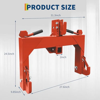 Garvee 3 Point Quick Hitch with 2" Receiver, 5 Level Quick Adjust Bolts - color: Orange-New