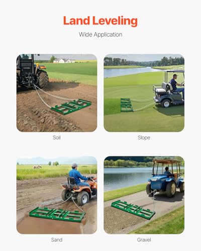 VEVOR Drag Harrow 4 ft Tow Behind Drag Harrow with 72 in Chain, Green - size: 4 FT- Green