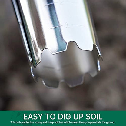 Garden Bulb Planter with 4 Inches Depth Mark, Bulb Planting Tool - size: 9.6in Bulb Planter