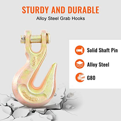 VEVOR Transport Binder Chain, 3/8''x20' Tow Chain with Grab Hooks 7100lbs - size: 3/8 Inch, style: 1 Pack