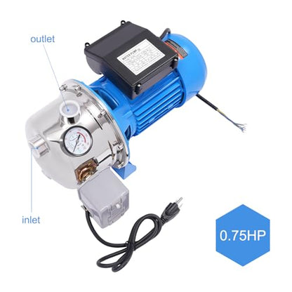 Shallow Well Pump, 110V Portable Electric Water Pump Stainless Steel Water Transfer Pump Garden Jet Pump Versatile Sprinkler Booster Pump for Gardening, Farms, Industrial Water (550W 0.75hp) - style: 550W 0.75hp