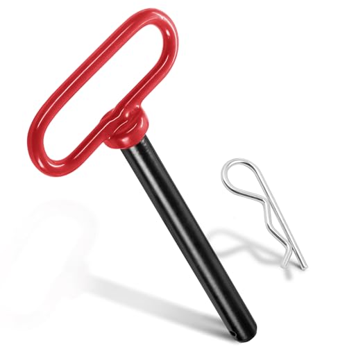 1pcs Trailer Hitch Pin 5/8 x 5-1/2 Inch, Tractor Hitch Pin with R-Clip Pin for Lawn Mower, Tractor, Trailer - Red Handle - size: 5/8 x 5-1/2 Inch