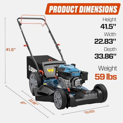SENIX 21 in Self Propelled Gas Lawn Mower, 6 Cutting Height Adjustment - size: 21 Inch