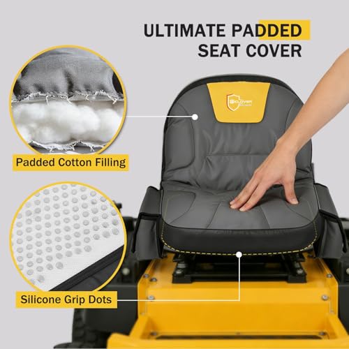 IC ICLOVER Lawn Mower Seat Cover, Padded Riding Mower Seat Cushion - Large - size: Large