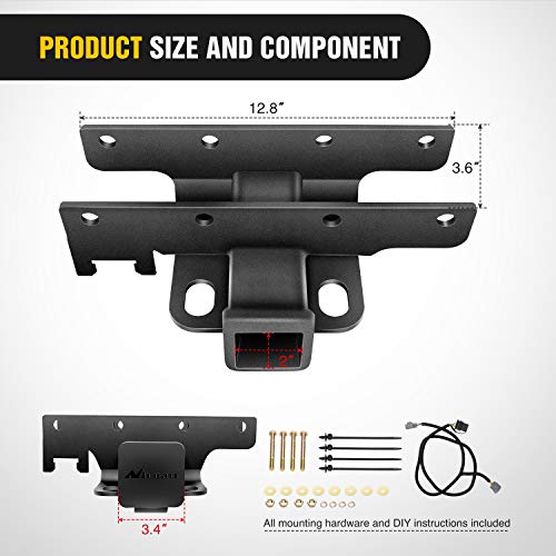 Nilight - JK-61A 2" inch Rear Bumper Tow Trailer Hitch Receiver Kit, Compatible for 2007-2018 Jeep Wrangler JK 4 Door & 2 Unlimited, w/4-Pin Wiring Harness (Exclude JL Models) - color: JK 2007-2018 Tow Hitch Receiver