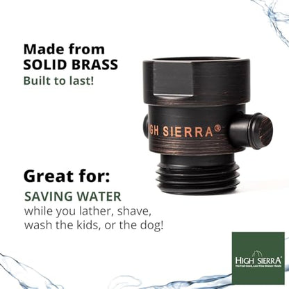 High Sierra® - All Lead-Free Brass Trickle Valve For Shower Heads. For Pause & Pressure Control. Easy To Push Button Reduces The Flow of Water or Shuts It Off to Just a Trickle - Brushed Gold - color: Brushed Gold