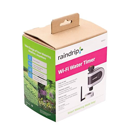 Raindrip R875CT Hose-End Smart Water Sprinkler Timer, Wi-Fi, Wireless Hose Faucet Bibb Timer for Garden, Drip Irrigation System Controller, Free App via 2.4 GHz Gateway Combo,GHT Compatible, Gray - style: Wi-Fi