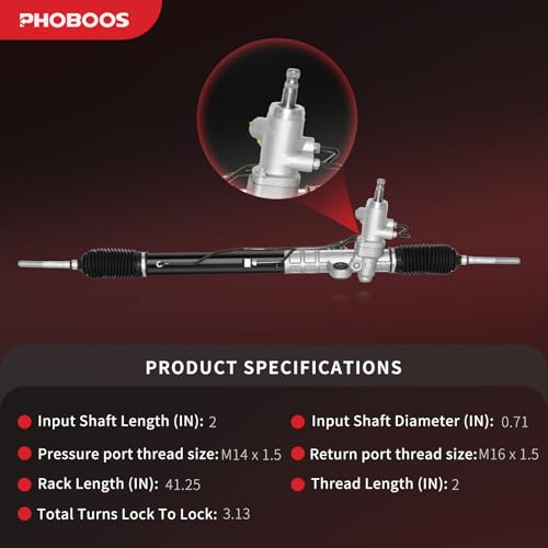 PHOBOOS Hydraulic Power Steering Rack and Pinion Assembly Compatible with Hyundai Accent 2006-2011 L4 1.6L, Dodge Attitude 2006-2011 L4 1.6L, New Unit, Leak-proof, Direct Fit, Ref. 26-2421 - size: 26-2421
