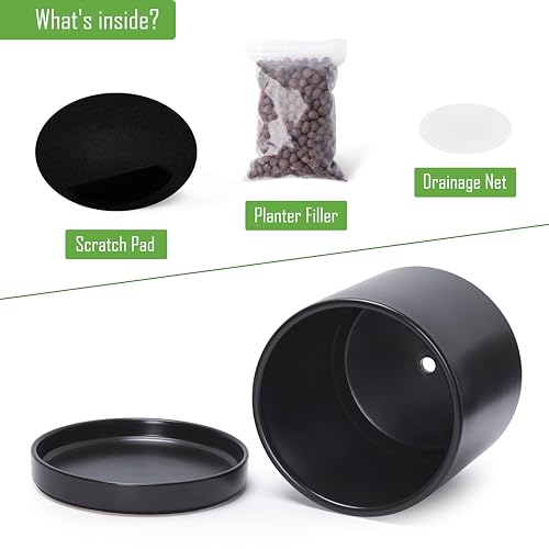 D'vine Dev 10 Inch Ceramic Planter Pot, Black, 94-O-E-2 - color: Black, size: Large