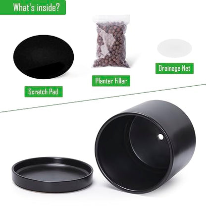 D'vine Dev 10 Inch Ceramic Planter Pot, Black, 94-O-E-2 - color: Black, size: Large