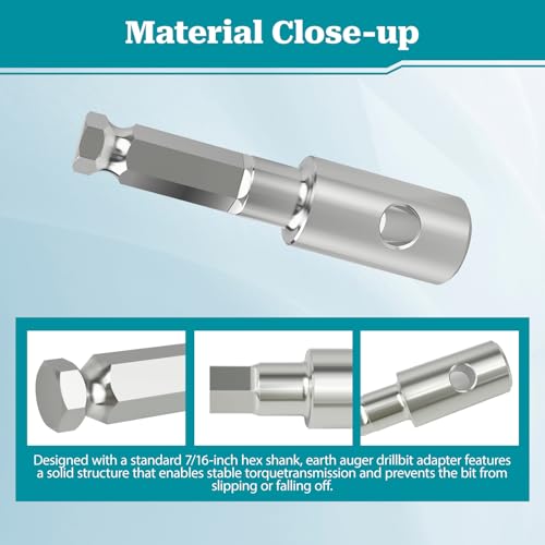 327687-6 Earth Auger Adapter - 7/16" Hex Shank for DDG460
