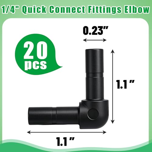 20 Pack 1/4" Push to Connect Fittings Elbow Connectors - size: 20 Pack 1/4" Elbow-B