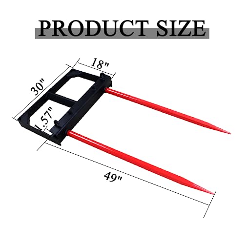 49" Tractor Hay Spear & Skid Steer Loader 3000lbs Quick Attach For Tractors,Dual Hay Bale Spear