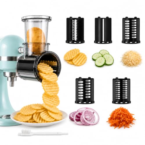 Slicer Shredder Attachment for KitchenAid Stand Mixers, 5 Removable Blades