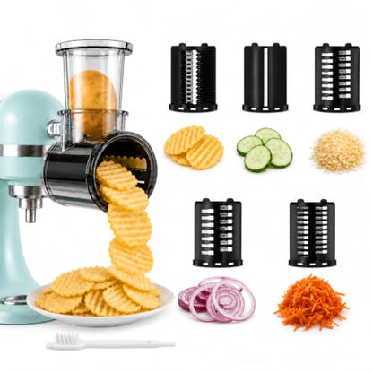 Slicer Shredder Attachment for KitchenAid Stand Mixers, 5 Removable Blades