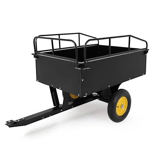 750LB Heavy Duty Dump Cart with Removable Gate, 15 Cu Ft Steel Garden Cart with Pneumatic Tires, Durable Yard Wagon for Lawn, Farm, Tractor, ATV Utility Trailer - color: Yellow