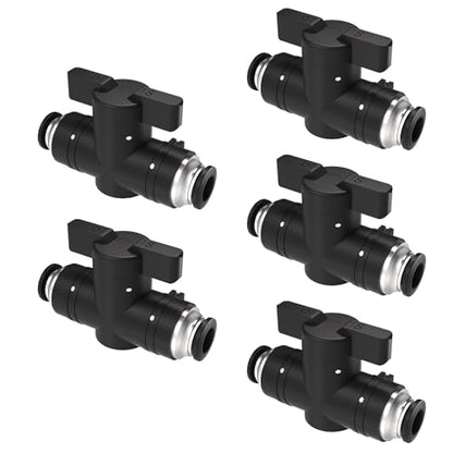 1/2 Push To Connect Valve,Shut Off Air Flow Control Fittings - color: Black BUC, size: 1/2"OD