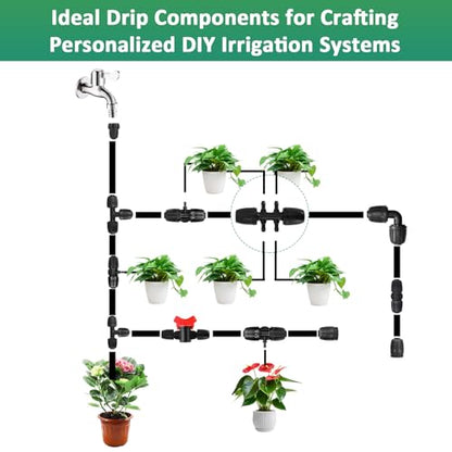 1/2 to 1/4 Drip Irrigation Fittings Drip Irrigation Parts 1/2 Irrigation Fittings (1/2" ID X0.6-0.65" OD) Anti-Drop Barbed Connectors 6 Way Drip Irrigation Adapter(20Pack) - color: 20P-BK