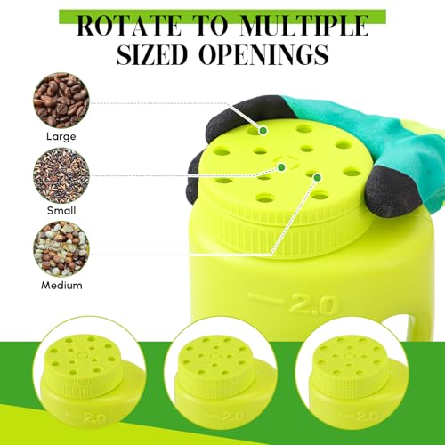 Handheld Spreader Set with Scoop & Gloves for Seed, Salt, De-icer,Green - color: Green
