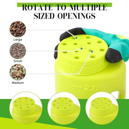 Handheld Spreader Set with Scoop & Gloves for Seed, Salt, De-icer,Green - color: Green