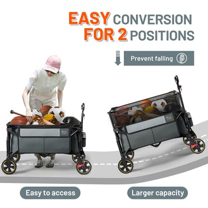 Timber Ridge 350L Extra Large Collapsible Folding Wagon Carts with Brake - color: Gray, size: 350L