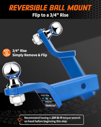 METOWARE Trailer Hitch Ball Mount 2" Drop Fits 2" Receiver, 6000Lbs GTW - color: Blue, size: 2" Drop