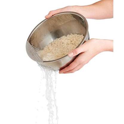 Helen's Asian Kitchen Japanese Rice Washing Bowl, 3-Quart, Side Drainer