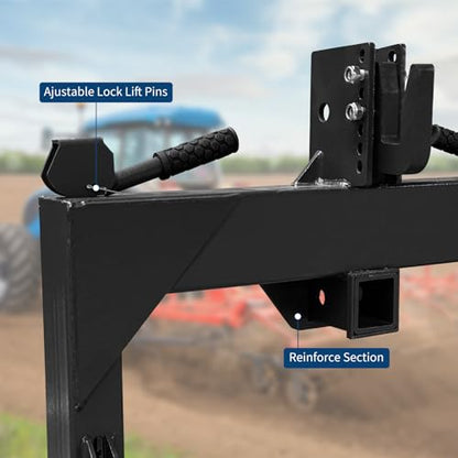 Garvee 3 Point Quick Hitch with 2" Receiver – 5-Level Quick Adjust Bolts - color: Black-1