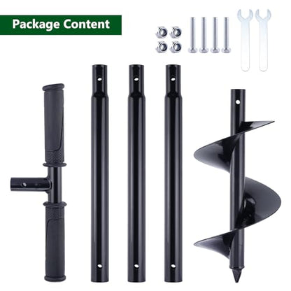 Post Hole Digger Manual 6" x 41" Garden Auger Spiral Drill with T Shaped Handle for Digging Planting Bulb Bedding
