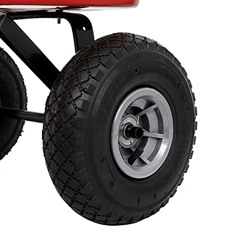Outvita Outdoor All-Terrain Cargo Wagon, Wooden Side Support, Red