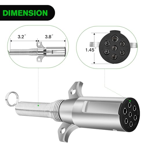 Nilight Heavy Duty 7 Pin Round Trailer Connector Assembly - color: SAE J560 Plug