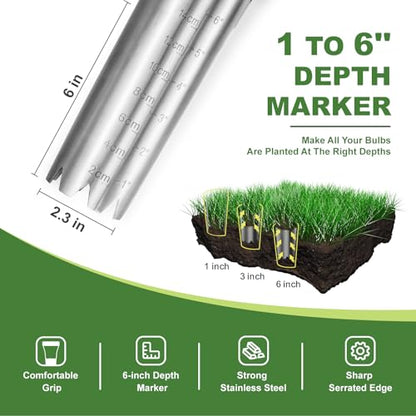 Haliaeetus Bulb Planter Tool, 6 inches Depth Mark Tulip Bulb Planter Tool - size: 6'' Depth Mark Bulb Planter Tool