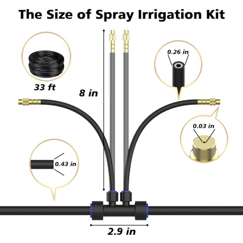 Drip Irrigation System 2 Ports - 360°Adjustable Garden Watering System - size: 33FT