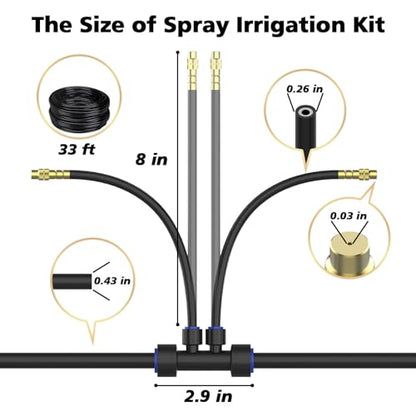 Drip Irrigation System 2 Ports - 360°Adjustable Garden Watering System - size: 33FT