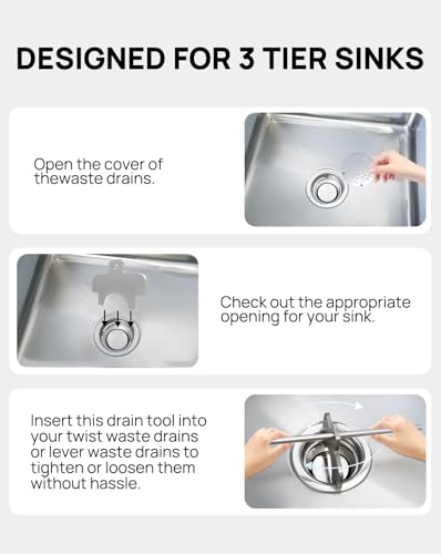 Waste Drain Tool - Wrench for Twist & Lever Sink Drain Removal