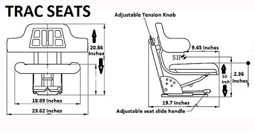 TRAC SEATS YELLOW WAFFLE STYLE UNIVERSAL TRACTOR SUSPENSION SEAT WITH TILT FITS JOHN DEERE 5200 5210 5300 5310