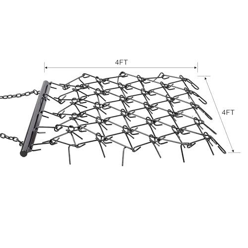 4x4FT Steel Drag Harrow Field Leveling Chain Rake for ATV UTV Tractor Black - size: 4x4ft