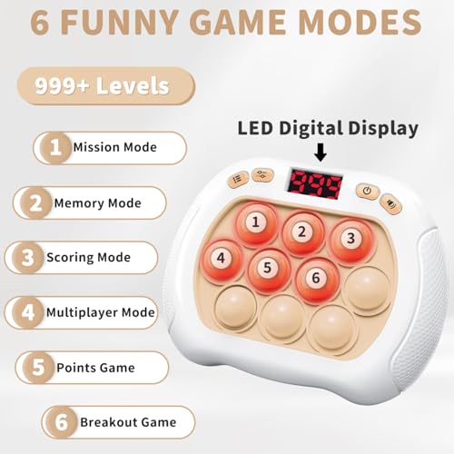 Intoypad Quick Push Pop Game Light Up Fidget Toy for Kids White - style: White