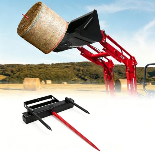 3000lbs Loading Capacity Heavy Duty 39" Hay Spear - Skid Steer Loader Tractor Bucket Attachment with 39" Bale Spear for Bobcat Tractors