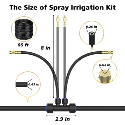 Drip Irrigation System 2 Ports - 360°Adjustable Garden Watering System - size: 66FT