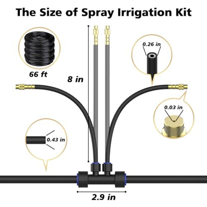 Drip Irrigation System 2 Ports - 360°Adjustable Garden Watering System - size: 66FT
